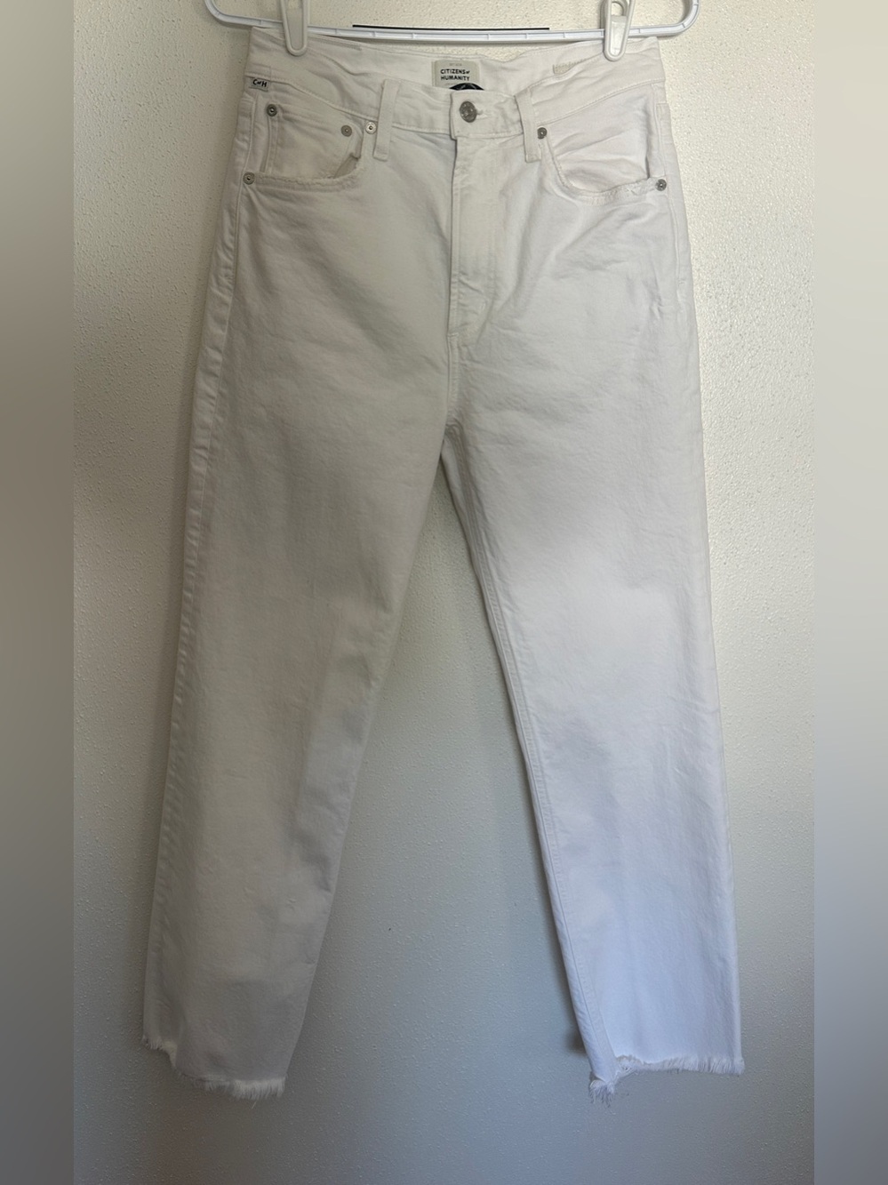 Citizens of Humanity Daphne Crop White High Rise Straight Leg Jeans Size 27